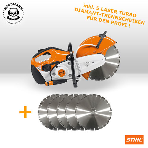 STIHL TS420 Trennschleifer PROFI-SET inkl 5 Diamant-Trennscheiben Laser Turbo 350 x 20 mm